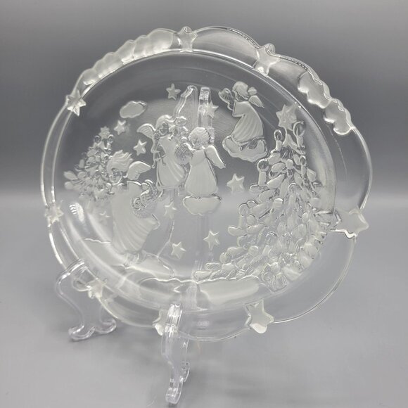 Mikasa Holiday Classics Crystal Candy Dish Oval 9" Stars Angels Christmas Decor - Picture 8 of 11